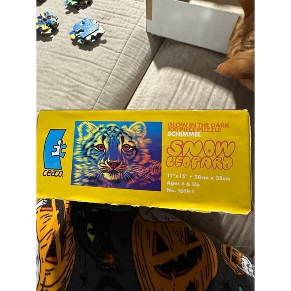 Schimmel 100 piece Glow in the dark snow leopard puzzle by Ceaco - Picture 2 of 5